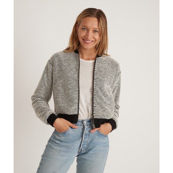 Marine Layer Birdseye Bomber in Black/White size Small - Picture 1 of 5